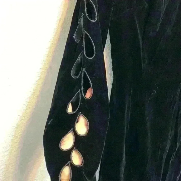 Anita modes velvet sexy black dress sz XS open back cut outs high neck knee - Picture 6 of 12